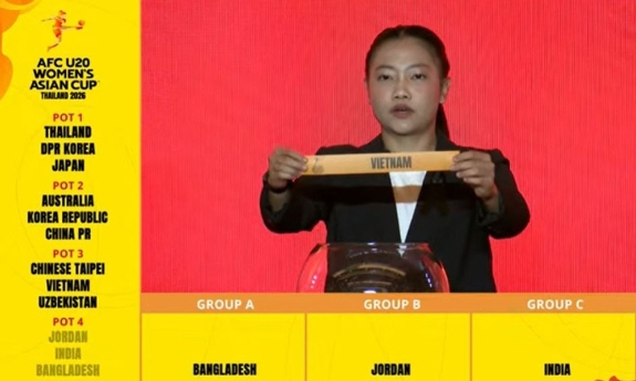 Việt Nam chung bảng với Thái Lan, Trung Quốc và Bangladesh tại Vòng chung kết U20 nữ châu Á 2026